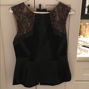 Bcbg Laine faux leather and lace top size S